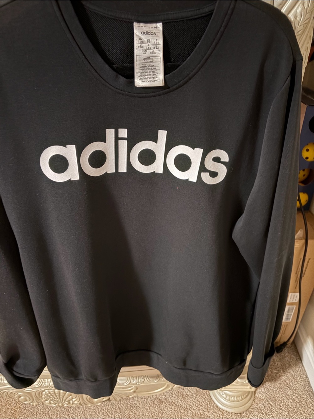 adidas Black Crewneck Sweatshirt with White Logo